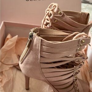 JustFab Pink Heels with Stiletto and Cage Design